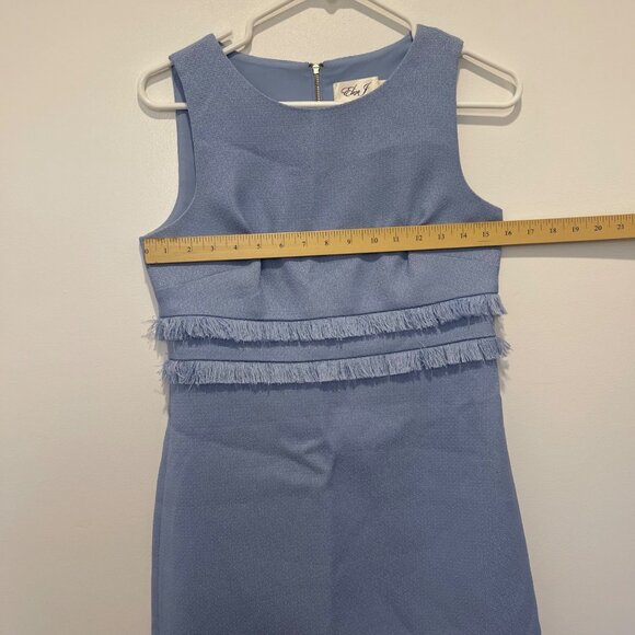 NWOT Eliza J Sleeveless Blue Sheath Dress Sz 2 fringe zipperback, sleeveless NEW - Picture 7 of 8